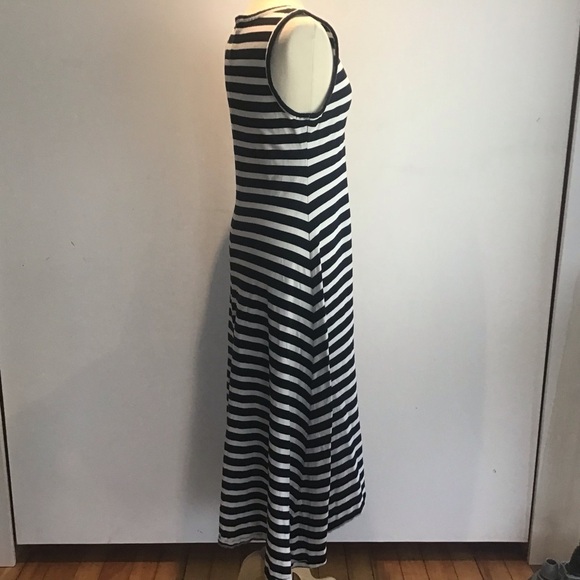 J CREW -  Breton Stripe nautical sleeveless cotton knit Hi-Low Maxi Dress Small - Picture 6 of 8